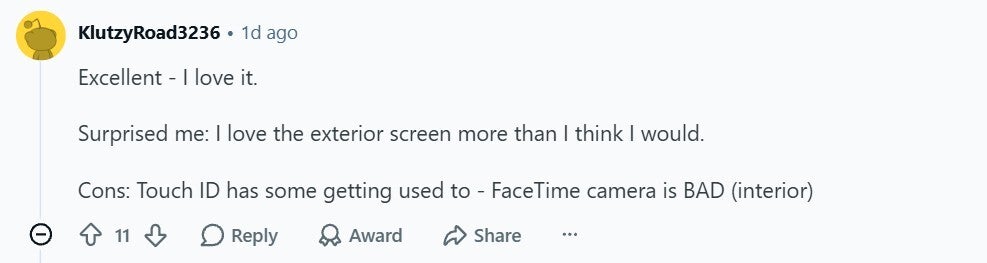 Comment about poor performance of FaceTime camera.