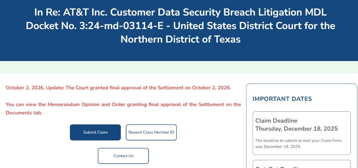 The class-action suit has an official website. | Image by Kroll - Are you getting a $5,000 check from AT&amp;T?