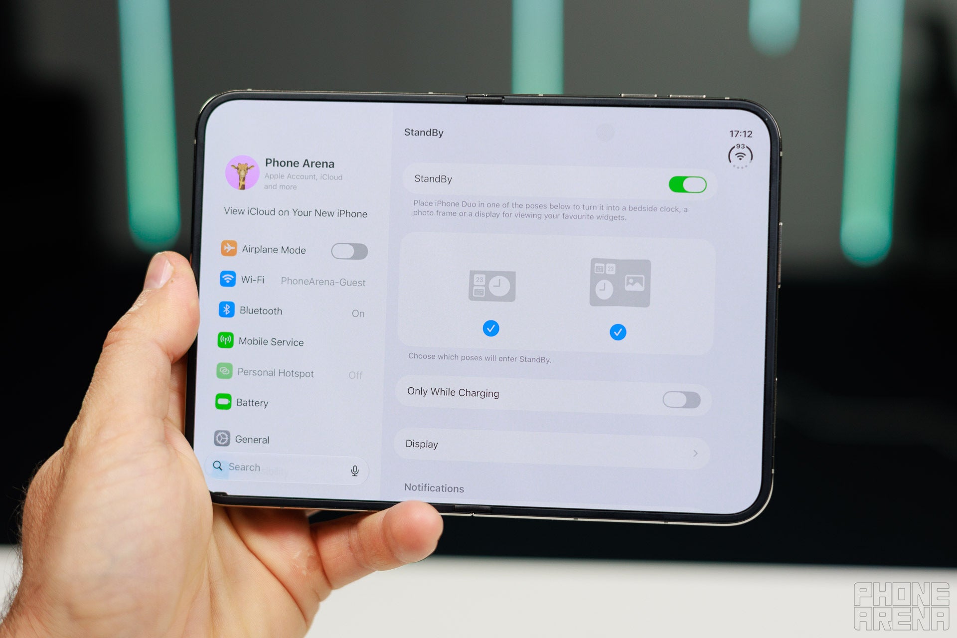 StandBy mode is enabled by default and it works in two orientations | Image by PhoneArena - Apple's iPhone Duo has a brilliant feature that Android foldables are missing
