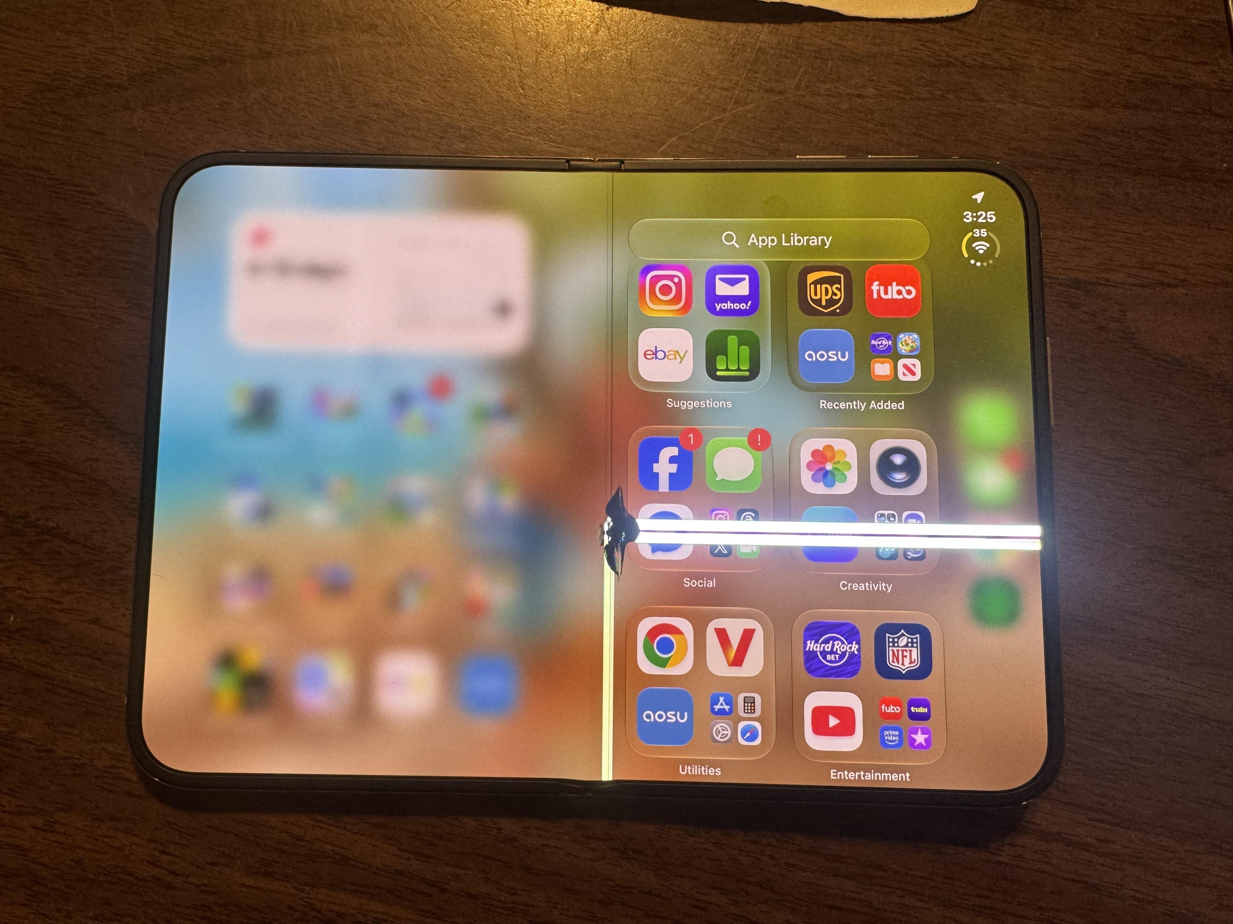 Broken cracked iPhone Duo inner display