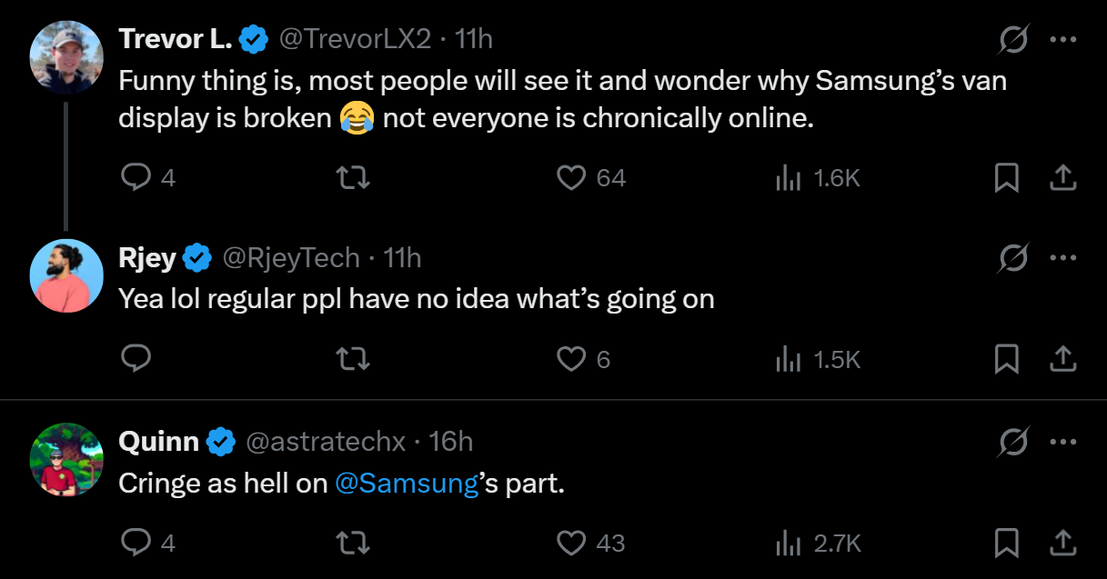 Not everyone is on board with Samsung's antics. | Image by X - Samsung is having a blast with the iPhone Duo launch issues while also marketing the Galaxy Z Fold 8