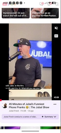 Image of the YouTube app for Android.