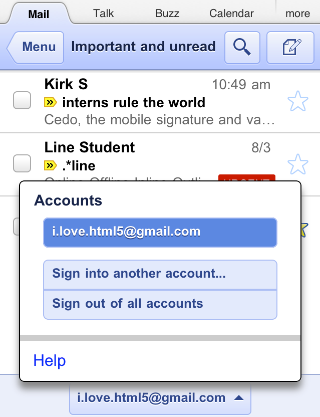 Gmail mobile gets multiple sign-in