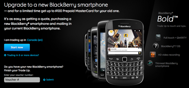 Trade-in your old BlackBerry for a new BlackBerry 7 OS phone - RIM now allows you to trade-up to BlackBerry 7 OS devices