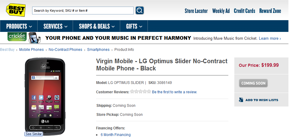 Best Buy plans on offering the LG Optimus Slider for Virgin Mobile - LG Optimus Slider coming soon at Best Buy sans contract, for Virgin Mobile