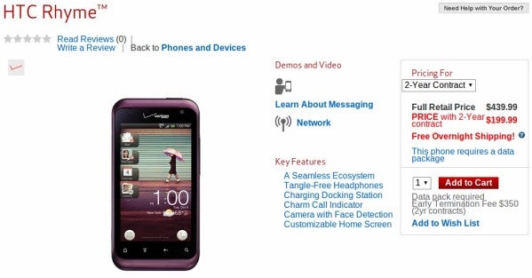 HTC Rhyme with its trio of accessories can be yours today for $199.99 on-contract