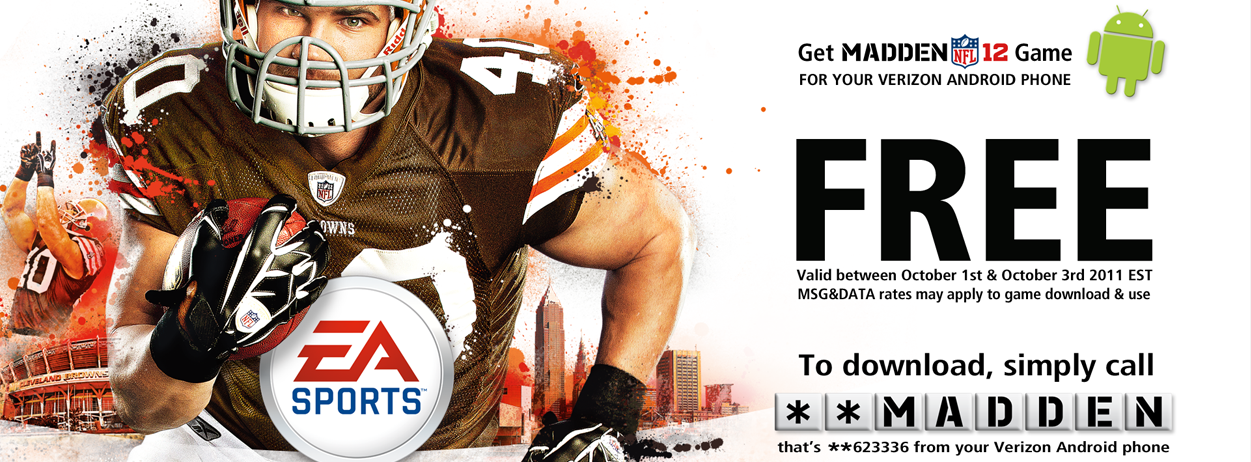 Starting tomorrow until October 3rd, Verizon will give Android users Madden NFL 12 - Verizon to offer Madden NFL 12 for free from October 1st to the 3rd