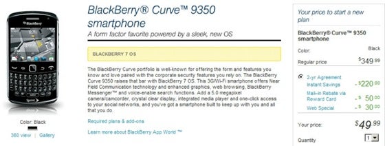 After many delays, Sprint&#039;s BlackBerry Curve 9350 is finally available for $49.99