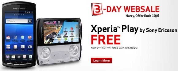 Verizon drops the price of the Sony Ericsson Xperia PLAY to free, but only for 3 days