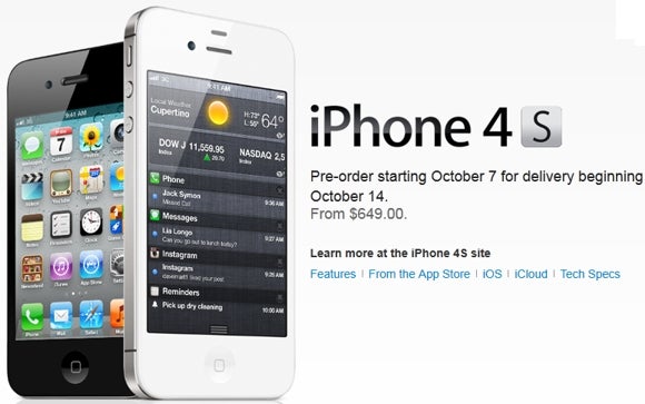 No-contract pricing for the Apple iPhone 4S is revealed - starts at $649