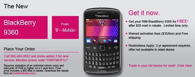 T-Mobile is giving away the BlackBerry Curve 9360 for free to developers, but a contract is required