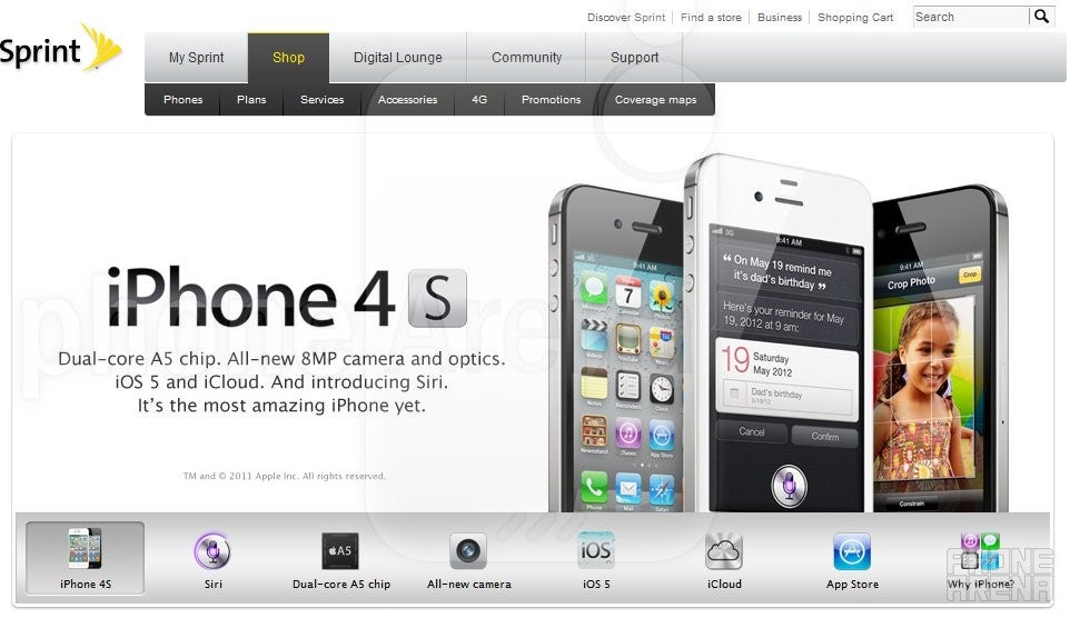 Sprint iPhone 4S landing page is now live with pre-orders available October 7