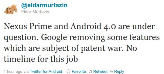 Are Android Ice Cream Sandwich and Nexus Prime delayed due to an Apple patent dispute?