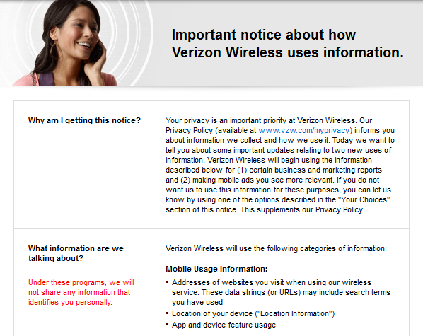 Verizon &#039;s new policy statement allows them to keep customer information unless they opt-out - Verizon wants to keep track of your web habits and more, although you can opt-out