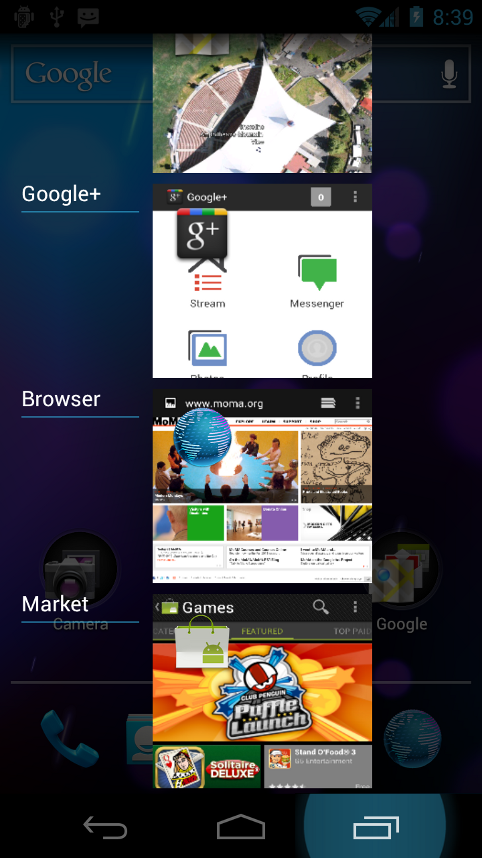 Visual multitasking - Android 4.0 Ice Cream Sandwich Preview