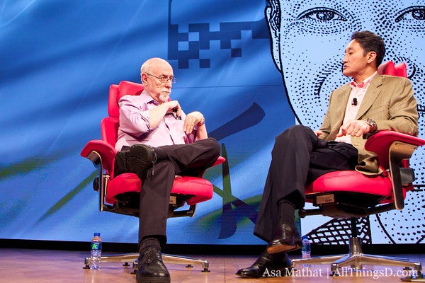 Walt Mossberg at left with Sony executive Kaz Hirai at the AsiaD conference - Sony talking with other manufacturers about putting Playstation suite on non-Sony devices