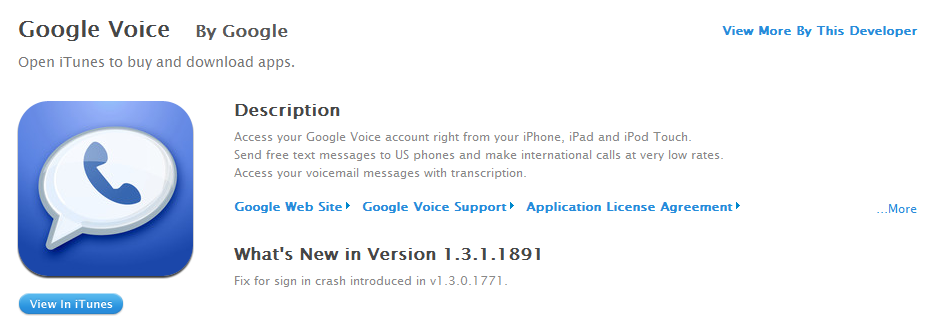 ...that the app is back on iTunes - iTunes gets Google Voice back as bug on app is fixed