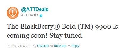 The BlackBerry Bold 9900 is "Coming Soon!" to AT&amp;T - Late to the party, AT&T to launch BlackBerry Bold 9900 on November 6th