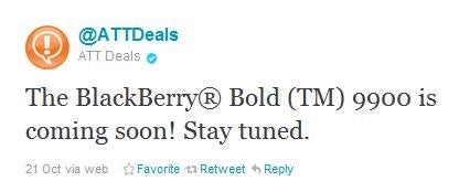 The BlackBerry Bold 9900 is &quot;Coming Soon!&quot; to AT&amp;amp;T - Late to the party, AT&amp;T to launch BlackBerry Bold 9900 on November 6th