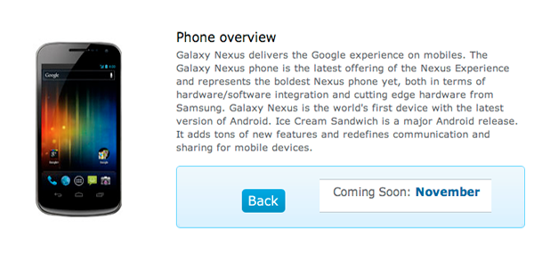 O2 to get Galaxy Nexus in November