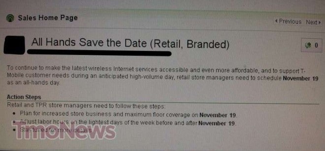 This leaked T-Mobile memo alerts store managers to have "all-hands" on deck November 19th - November 19th leaks as T-Mobile's next "All-Hands" day