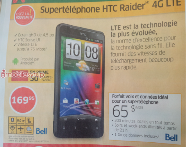 The HTC Raider 4G LTE is coming to Bell and Rogers - HTC Raider 4G LTE heading up north to Bell and Rogers