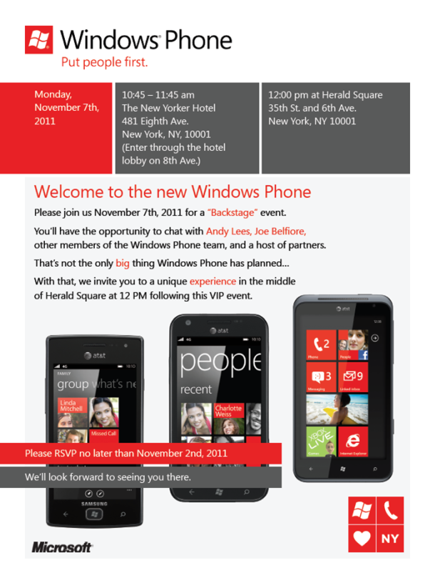 Microsoft to hold a Windows Phone event on November 7