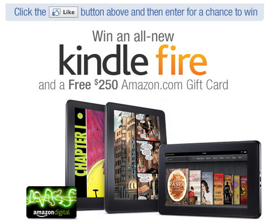 Amazon is giving away 10 Kindle Fire tablets along with a $250 Gift Card - Win one of ten Amazon Kindle Fire tablets and a $250 gift card from the online retailer