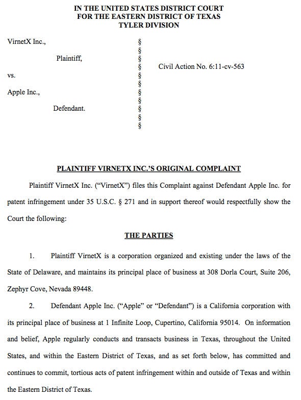 Apple is being sued by VirnetX - Apple being sued for infringing on a Virtual Private Network patent with the Apple iPhone 4S
