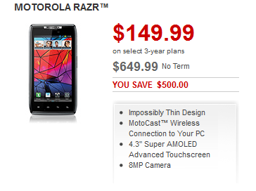 Rogers is offering the Motorola RAZR for $149.99 on contract - Motorola RAZR now available from Rogers for $149.99 with 3-year contract