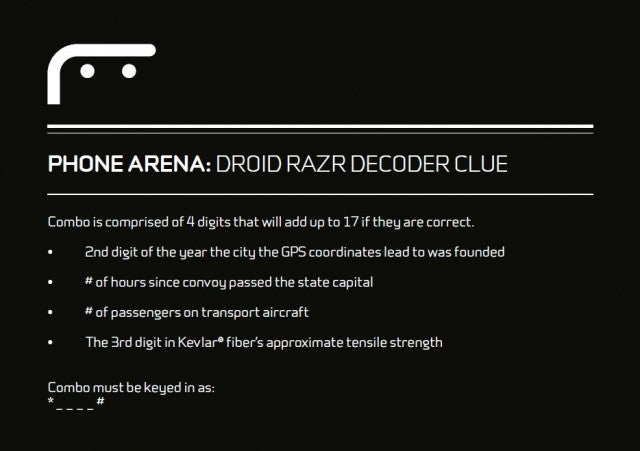 The clues to finding out the right code - Win a Motorola DROID RAZR from Verizon and PhoneArena!
