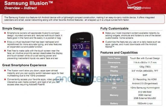 Verizon is about to pull the Samsung Illusion out of its hat - Verizon's Infocenter reveals an illusion-the Samsung Illusion, to be precise