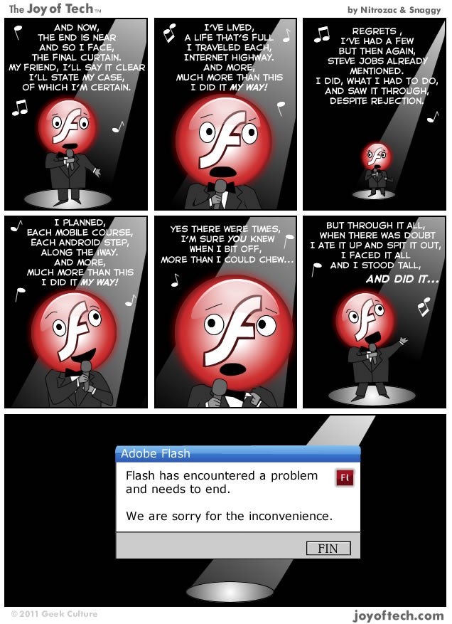Adobe Flash sings its mobile swan song... almost literally