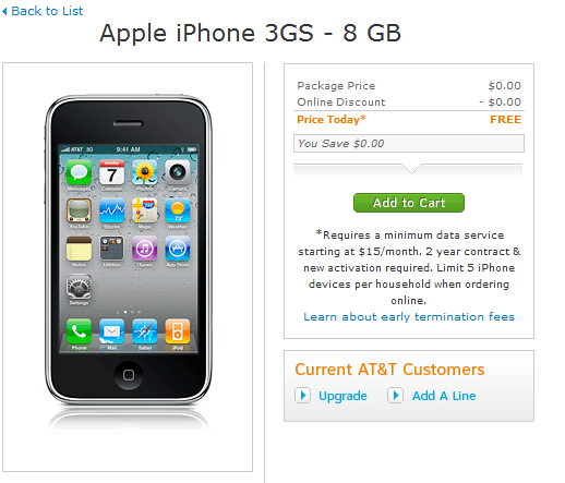 The "Free" 8GB Apple iPhone 3GS - The top selling smartphones in the U.S. during Q3 were the Apple iPhone 4 and the Apple iPhone 3GS