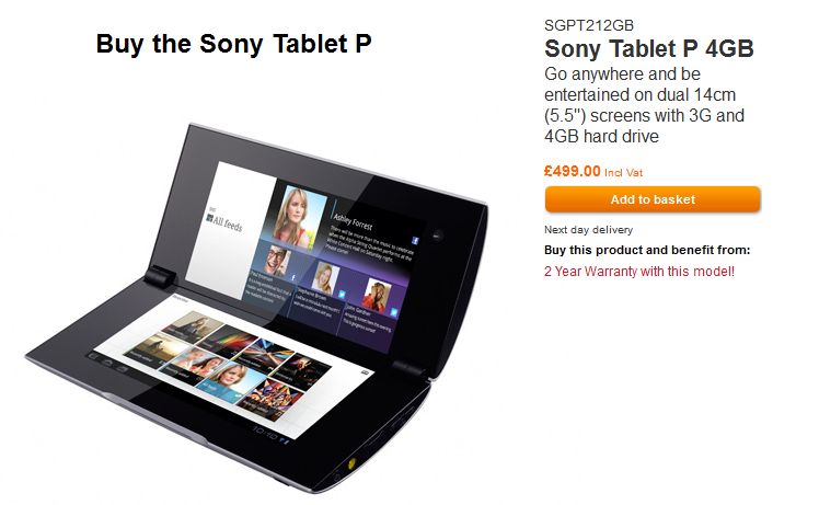 The Sony Tablet P is now available in the UK - Clamshell shaped Sony Tablet P gets UK launch