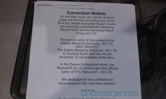 Best Buy issues correction notice over Nexus Prime, Galaxy Nexus conundrum