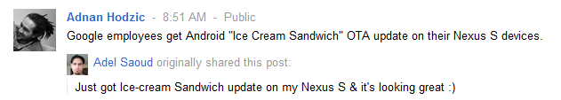 Google employees getting a bite of Ice Cream Sandwich on the Nexus S