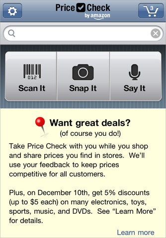 Save up to $5 on Saturday - Those who use  Amazon's Price Check app can get up to $5 discount from the online retailer