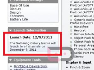 Verizon updates its Equipment Guide; Samsung GALAXY Nexus now scheduled for December 9th launch