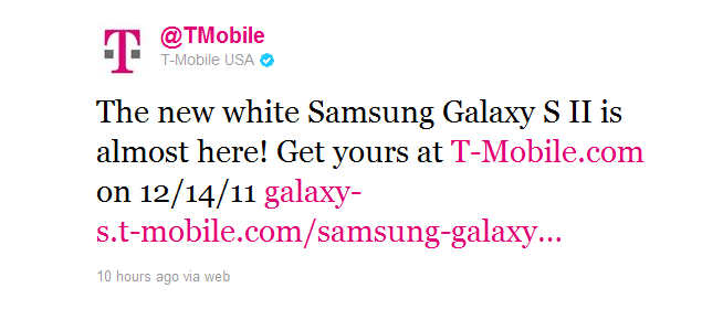 The white Samsung Galaxy S II is coming December 14th to T-Mobile - Dreaming of a white Samsung Galaxy S II, like the one hitting T-Mobile December 14th?