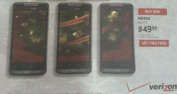 Buy one Verizon HTC Merge and get two more for free - Thought to be a third party relic, Verizon&#039;s HTC Merge shows up in Xmas ad