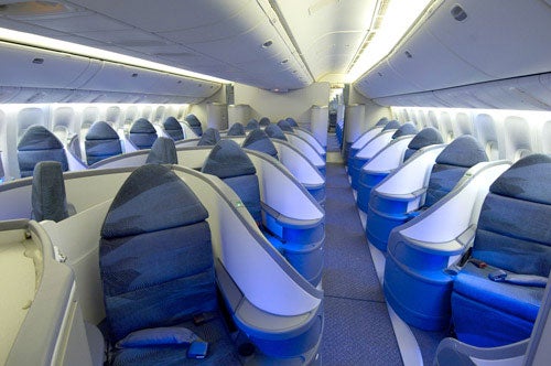 Pod style seating used on Air Canada Business Class - Drunken RIM executives chewed through restraints aboard Air Canada flight