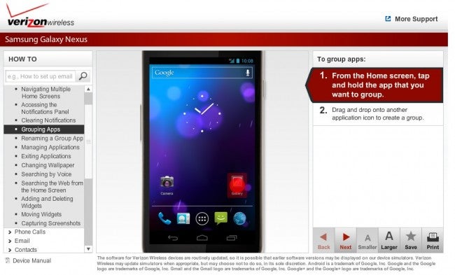 Galaxy Nexus simulator makes appearance on Big Red’s website