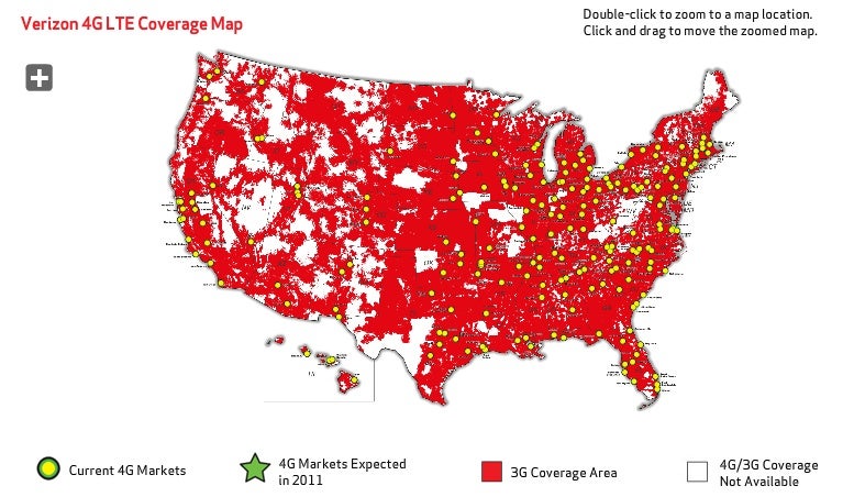Verizon's 4G LTE coverage. - Verizon flips the LTE switch on in 11 new markets