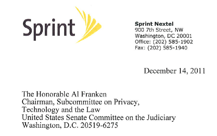 Sprint joins the list of industry players responding to Sen. Franken - Sprint tells Franken that 26 million of its phones have Carrier IQ, but data is not shared with third parties