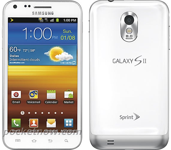 Rendered image of Sprint&#039;s Samsung Epic 4G Touch doused in a white paint job is leaked