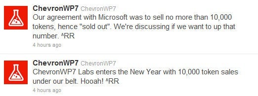 ChevronWP7 team sells 10 000 Windows Phone Unlock tokens, runs out