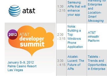 Nokia is slated to talk about developing for Windows Phone at AT&T's CES developer conference