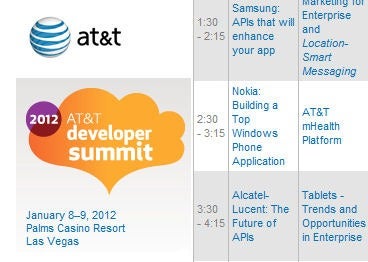 Nokia is slated to talk about developing for Windows Phone at AT&amp;T&#039;s CES developer conference