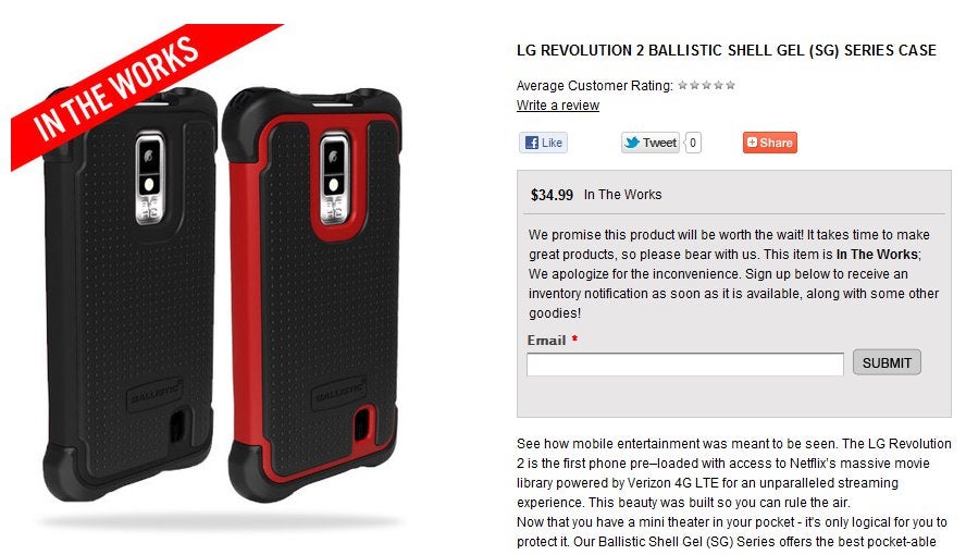 Ballistic says LG Revolution 2 cases are &quot;in the works&quot;
